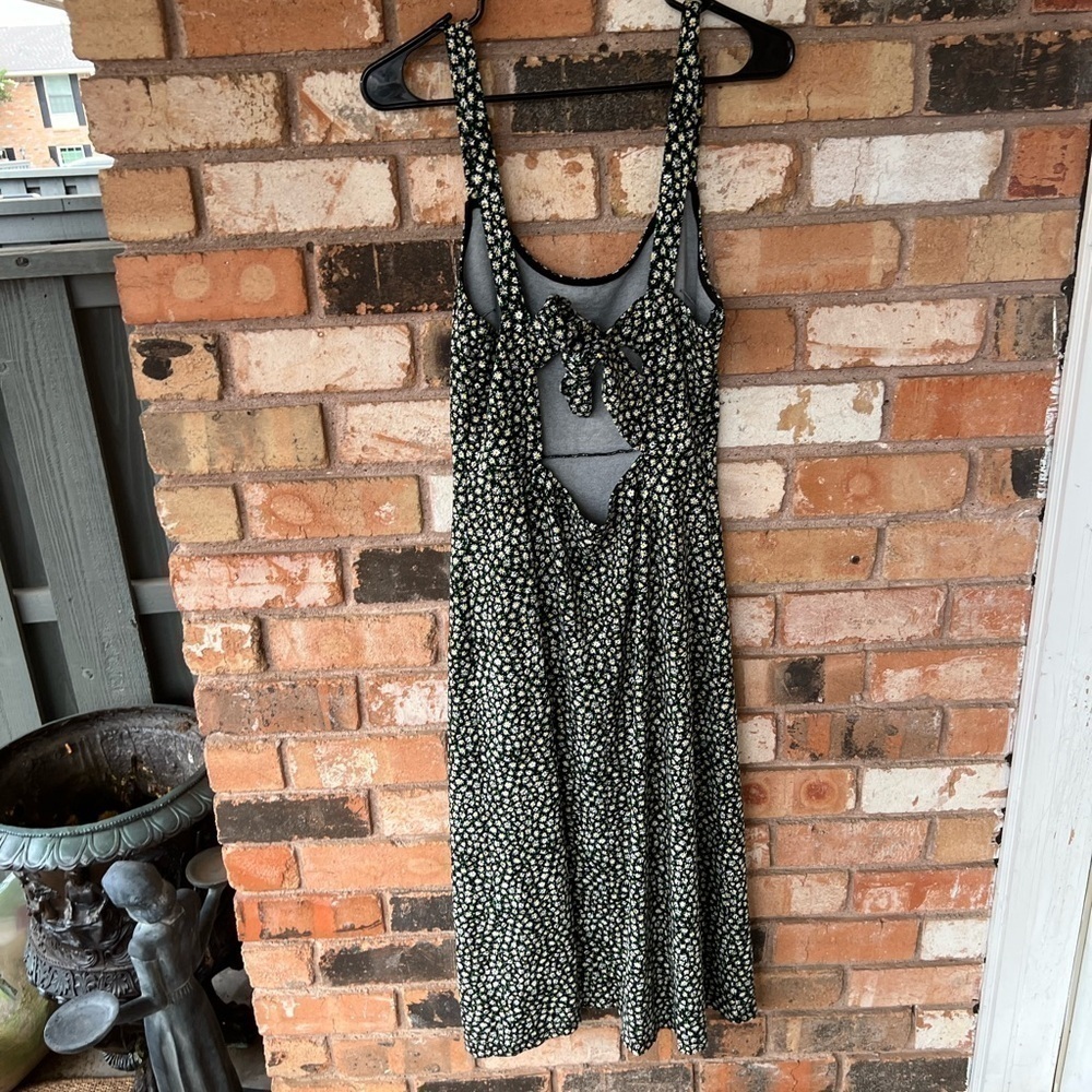 Free People Lorelai Daisy Print Tie Back Midi Dress Black M - Picture 9 of 12